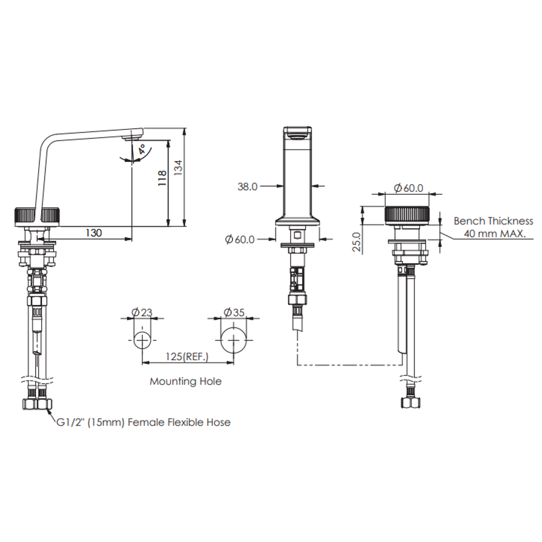 Greens Venza Two Hole Deck Mounted Basin Mixer Pvd