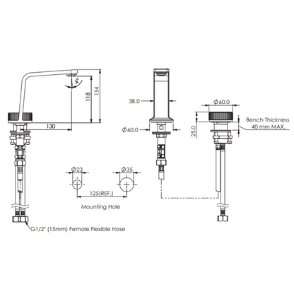 Greens Venza Two Hole Deck Mounted Basin Mixer Pvd
