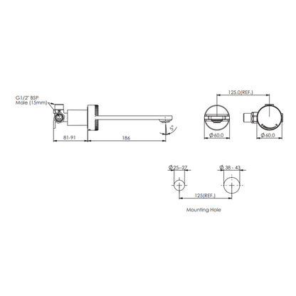 Greens Venza Two Hole Wall Mounted Basin Mixer Pvd