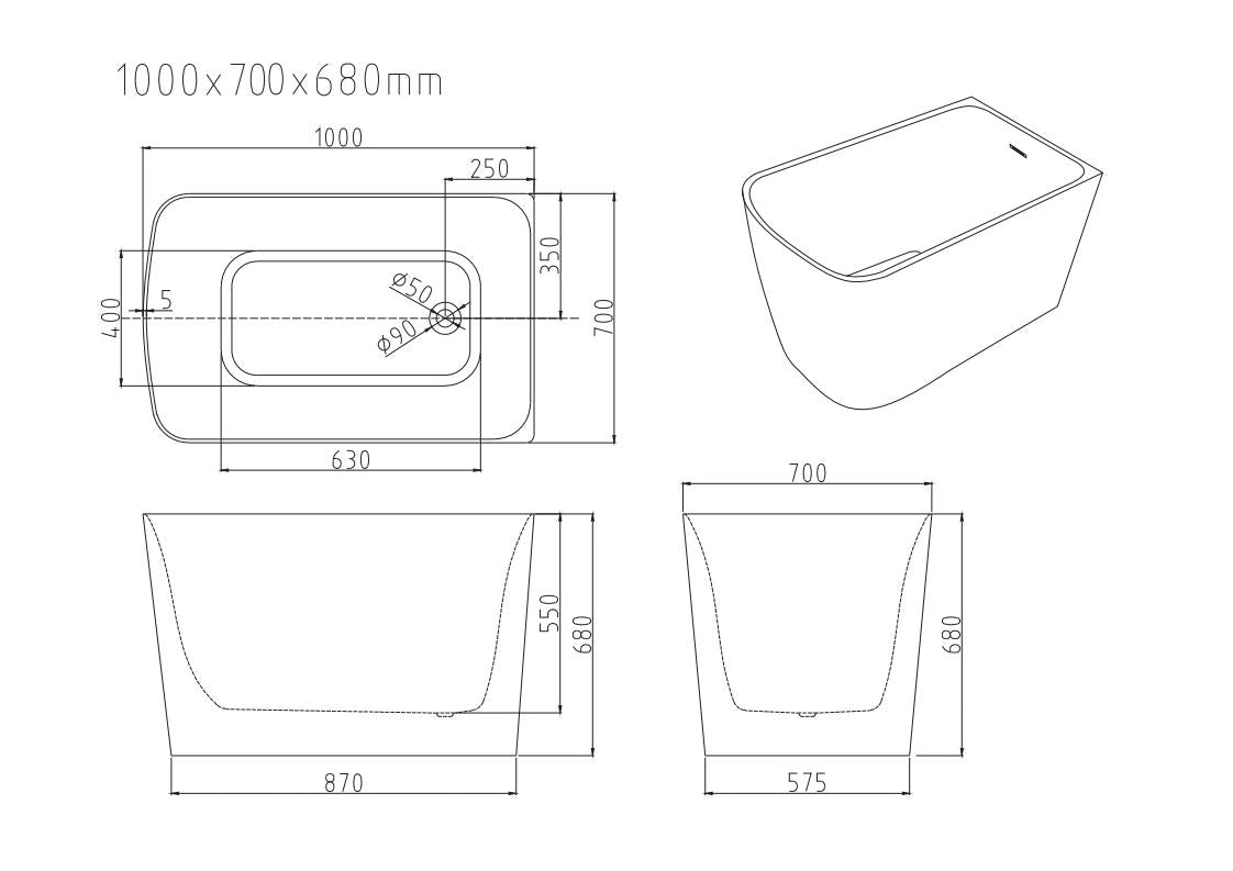 Harvard Rectangular Corner Bathtub - Gloss White