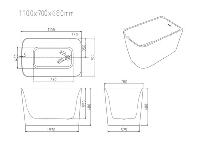 Harvard Rectangular Corner Bathtub - Gloss White