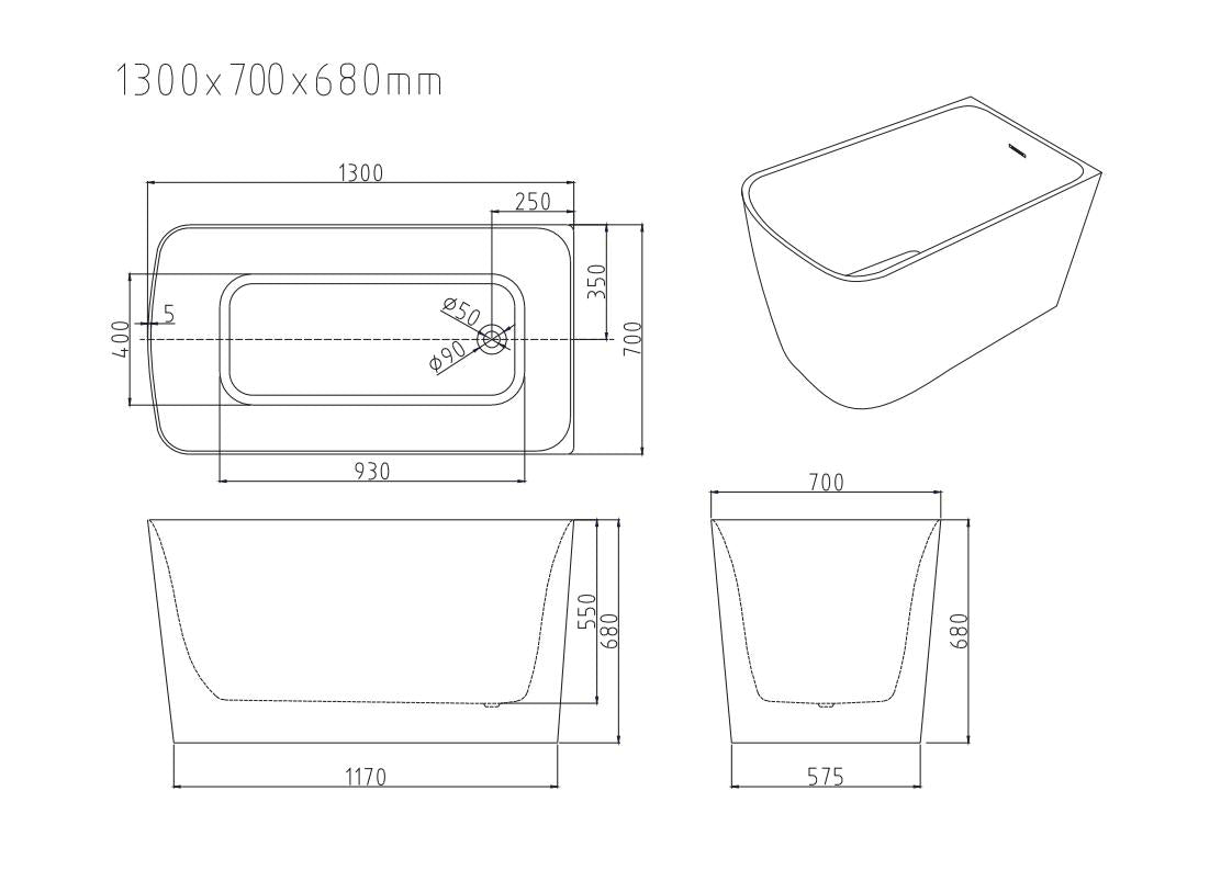 Harvard Rectangular Corner Bathtub - Gloss White