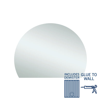 Thermogroup 1200x900x5mm D-Shaped  Edge Mirror with Demister (Glue to Wall)