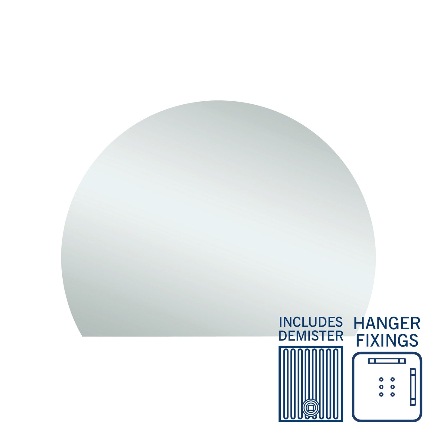 Thermogroup 1200x900x14mm D-Shaped  Edge Mirror with Demister (Hanger Fixings)