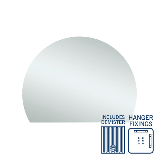 Thermogroup 1200x900x14mm D-Shaped  Edge Mirror with Demister (Hanger Fixings)