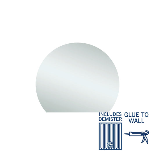 Thermogroup 900x750x5mm D-Shaped  Edge Mirror with Demister (Glue to Wall)