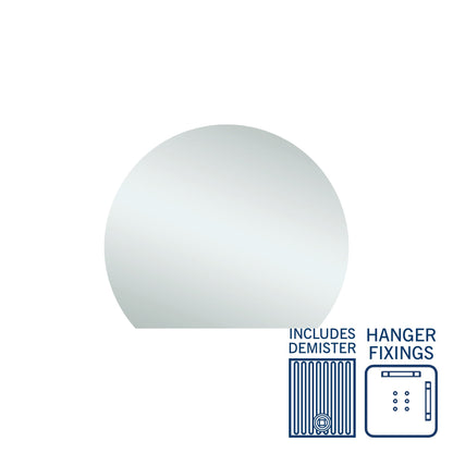 Thermogroup 900x750x11mm D-Shaped  Edge Mirror with Demister (Hangers Fixings)