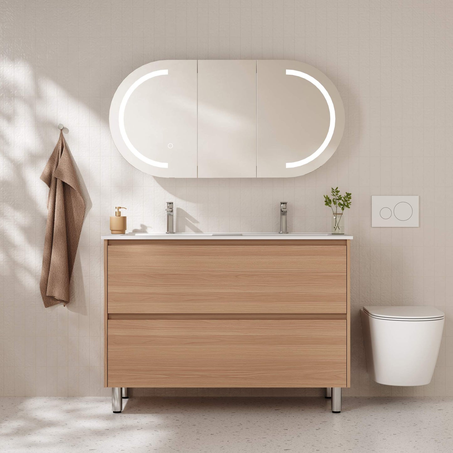 HERA 1200mm Freestanding Vanity - Elegant Oak