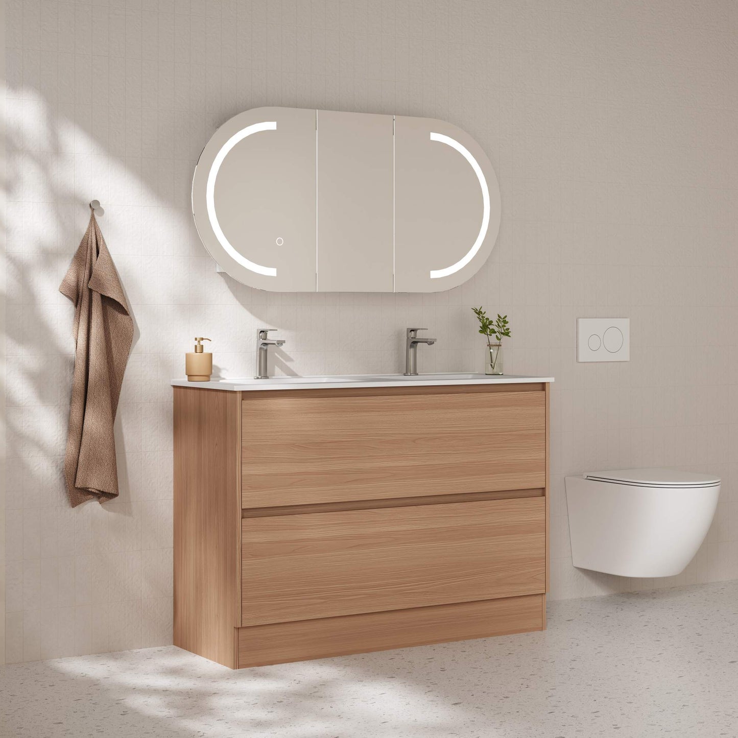 HERA 1200mm Freestanding Vanity - Elegant Oak