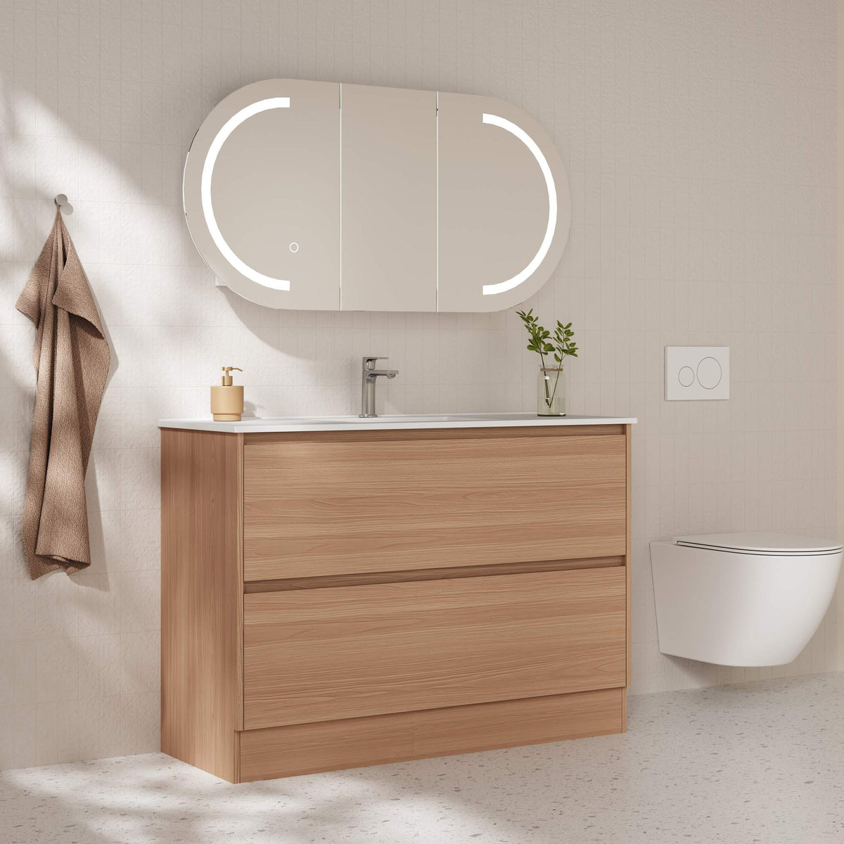 HERA 1200mm Freestanding Vanity - Elegant Oak