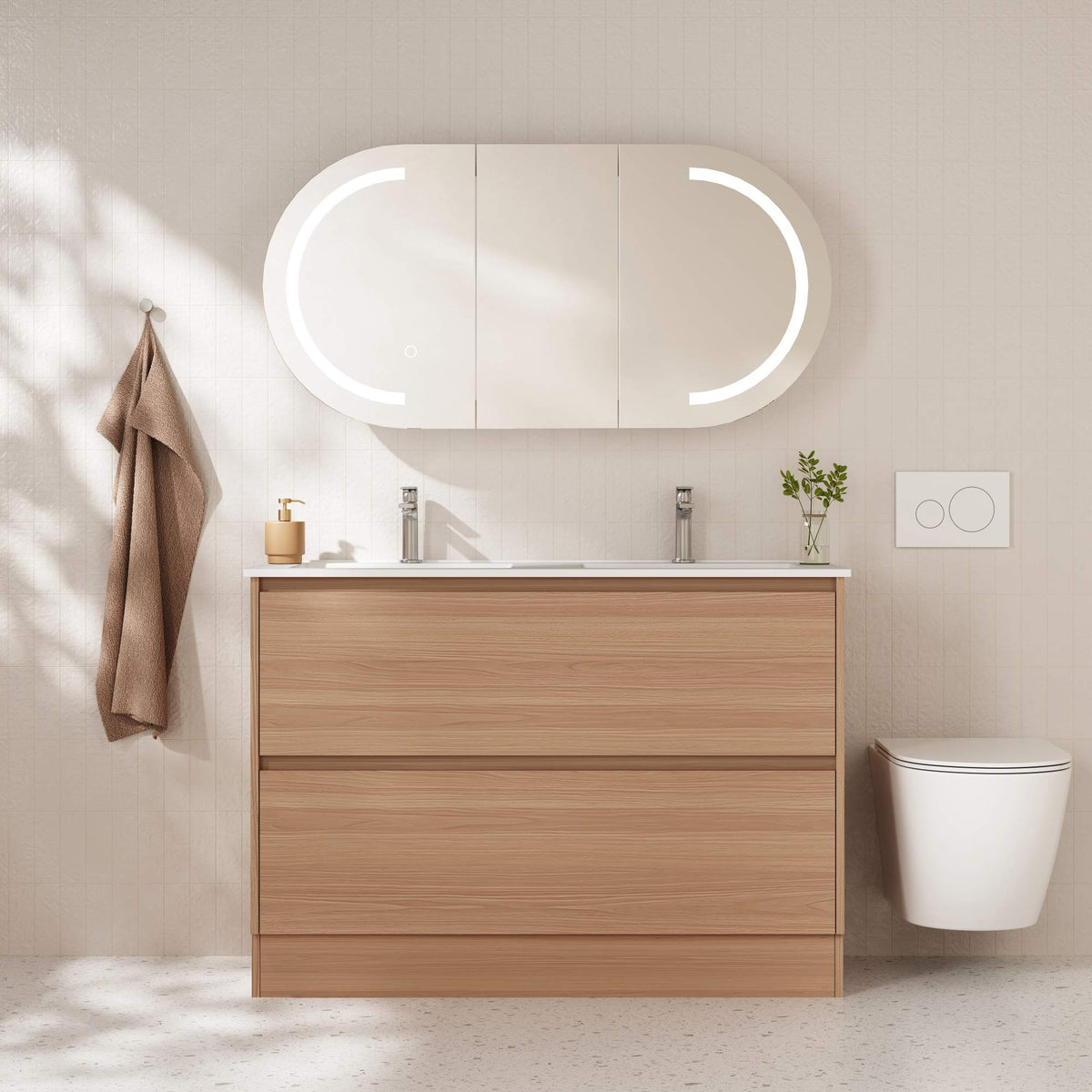 HERA 1200mm Freestanding Vanity - Elegant Oak