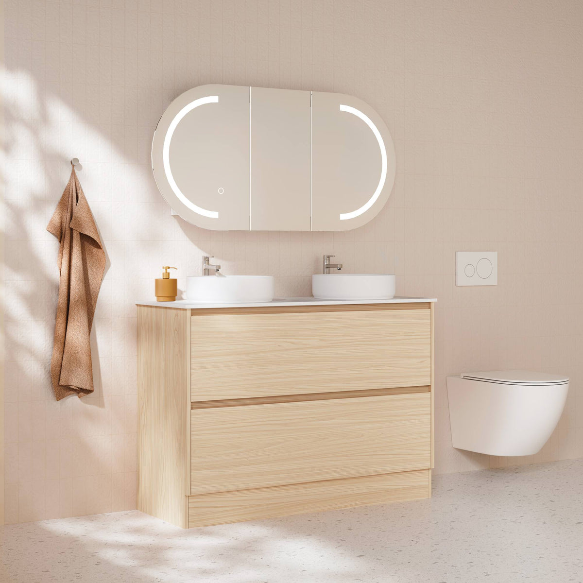HERA 1200mm Freestanding Vanity - Tas Oak (+ TOP 120 + KB-120HE-TO)