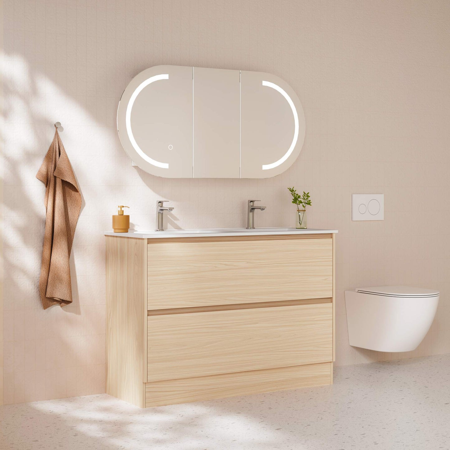 HERA 1200mm Freestanding Vanity - Tas Oak (+ TOP 120 + KB-120HE-TO)