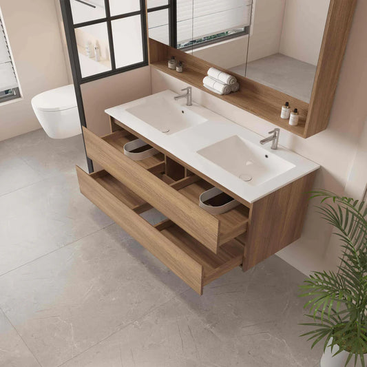 HERA 1200mm Wall-Hung Vanity - Elegant Oak - 1200mm / Elegant Oak Cabinet Only
