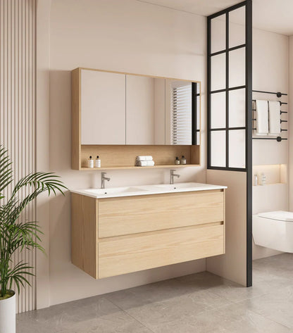 HERA 1200mm Wall-Hung Vanity - Tas Oak - 1200mm / Tas Oak Cabinet + Luna White Stone Top