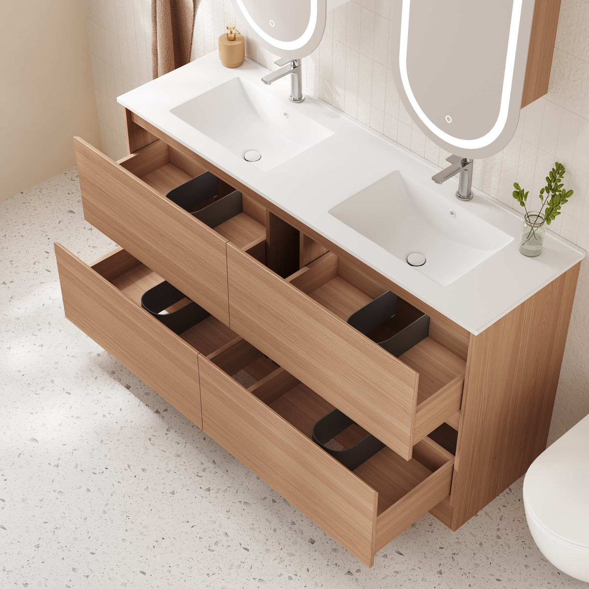 HERA 1500mm Freestanding Vanity - Elegant Oak