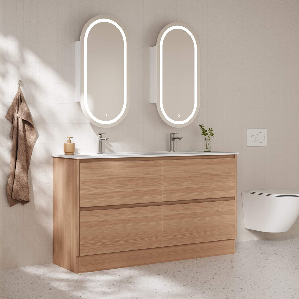 HERA 1500mm Freestanding Vanity - Elegant Oak