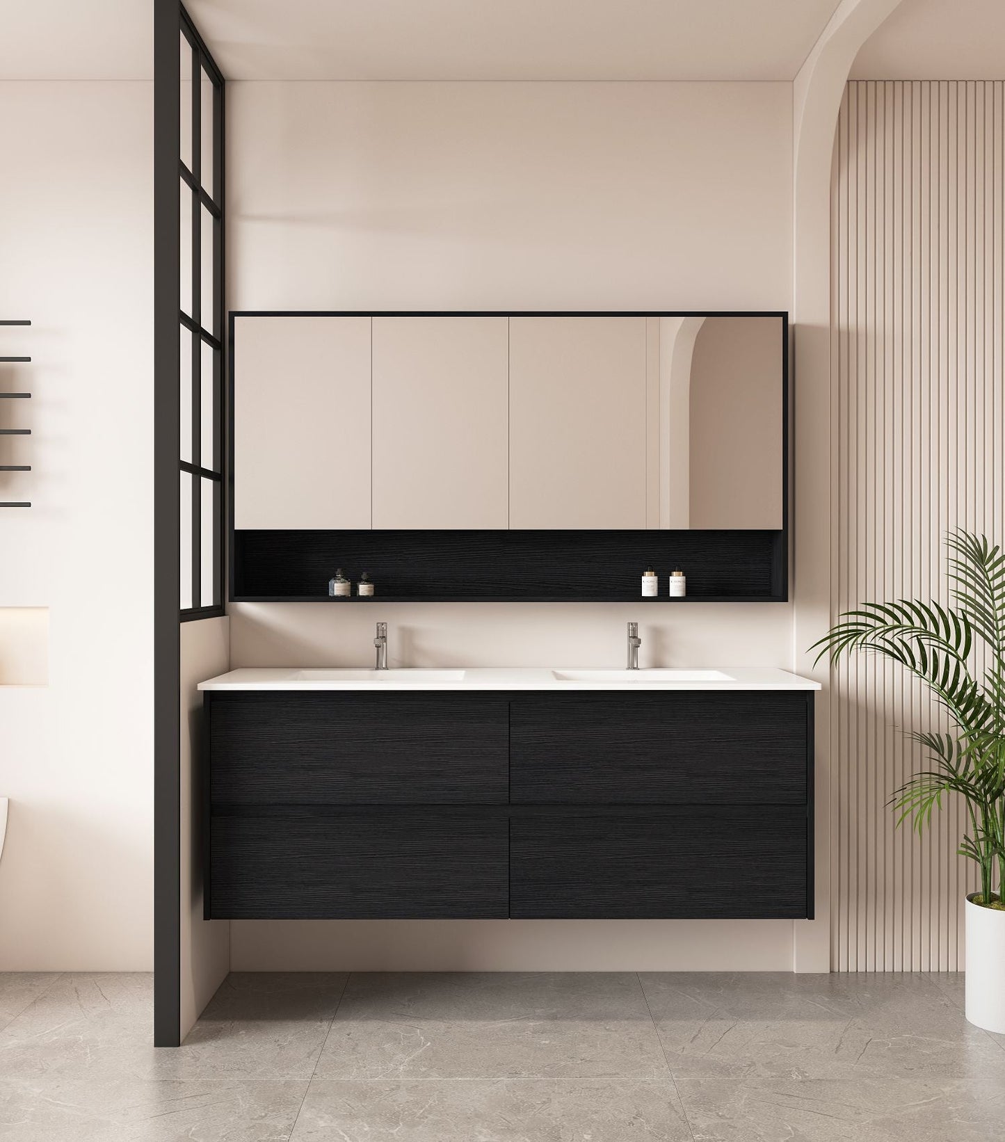 HERA 1500mm Wall-Hung Vanity - Black Oak - 1500mm / Black Oak Cabinet Only