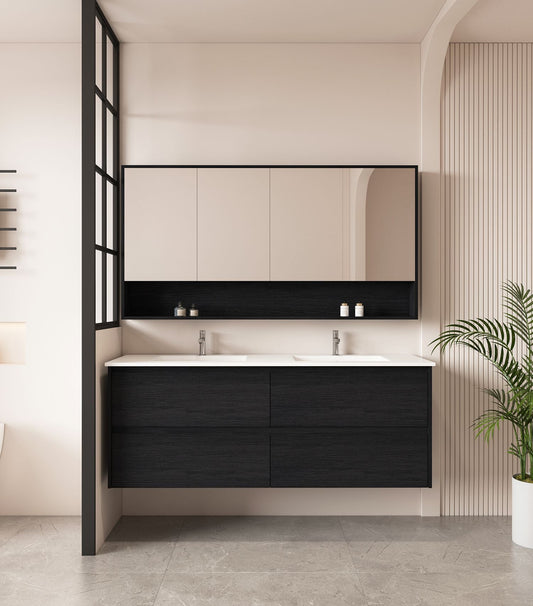 HERA 1500mm Wall-Hung Vanity - Black Oak - 1500mm / Black Oak Cabinet Only