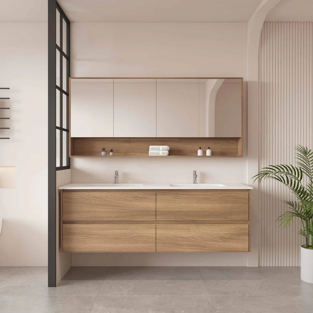 HERA 1500mm Wall-Hung Vanity - Elegant Oak - 1500mm / Elegant Oak Cabinet Only