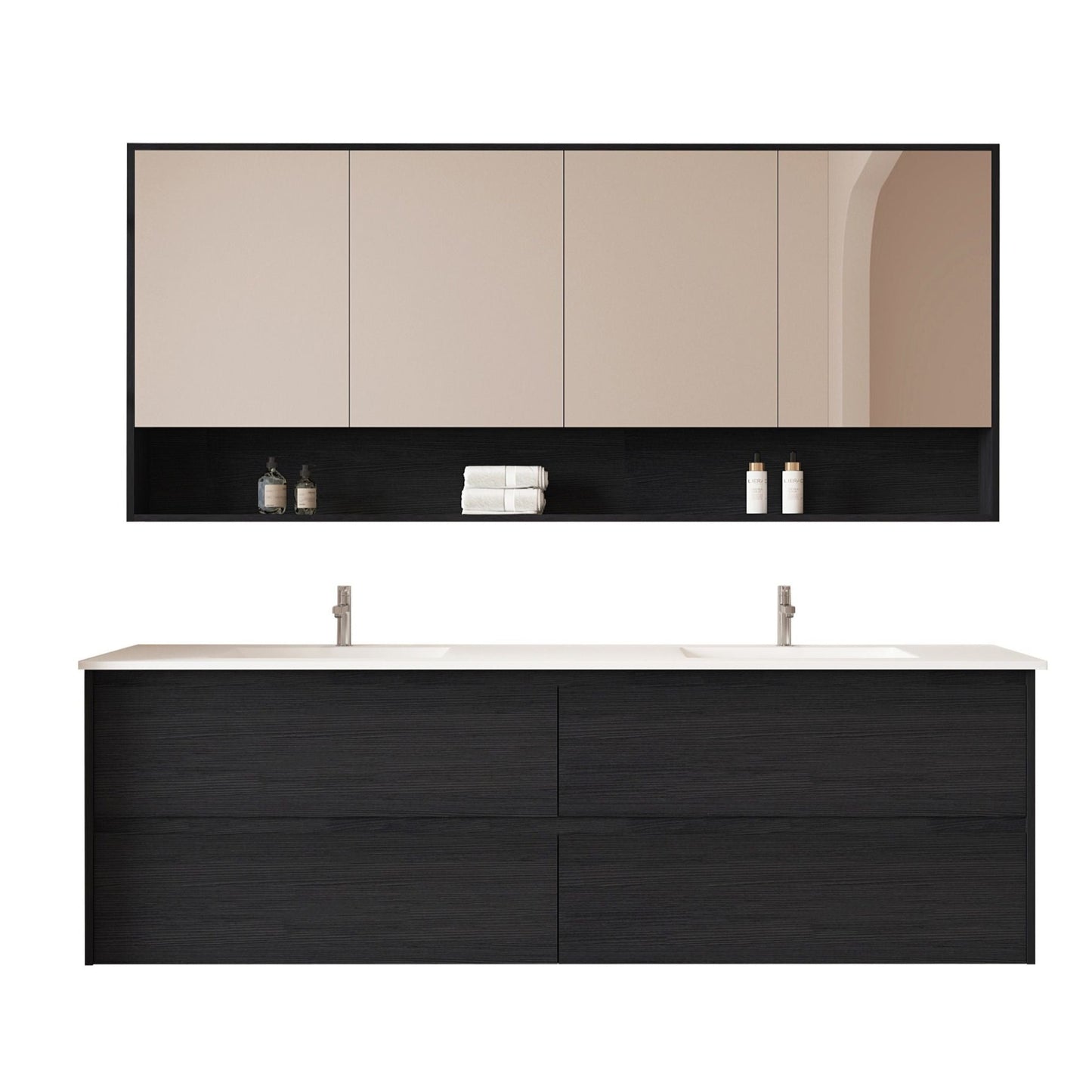 HERA 1800mm Wall-Hung Vanity - Black Oak (+ TOP 180D)