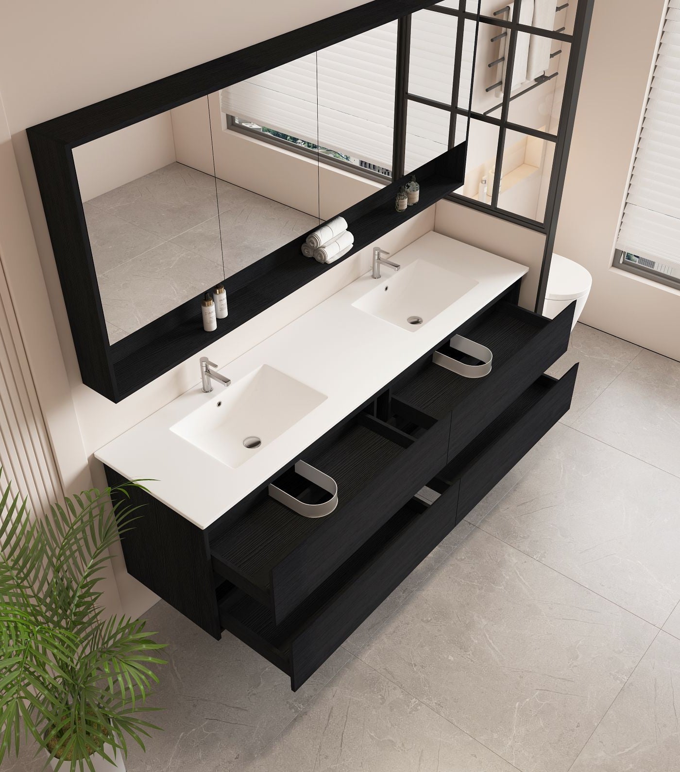 HERA 1800mm Wall-Hung Vanity - Black Oak (+ TOP 180D)