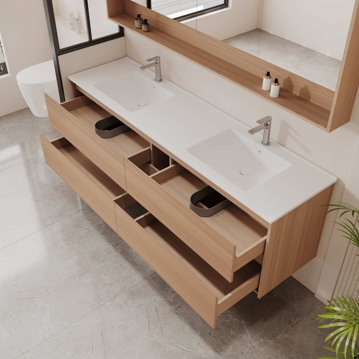 HERA 1800mm Wall-Hung Vanity - Elegant  Oak
