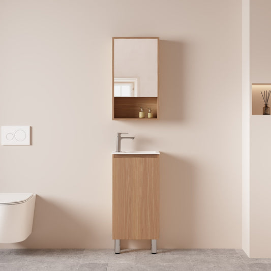 HERA 400mm Slim Freestanding Vanity with Basin- Elegant Oak