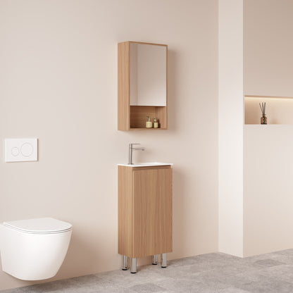 HERA 400mm Slim Freestanding Vanity with Basin- Elegant Oak