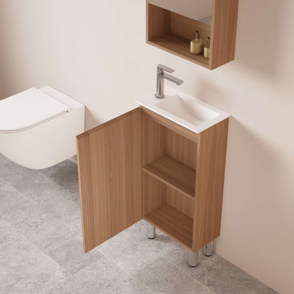 HERA 400mm Slim Freestanding Vanity with Basin- Elegant Oak