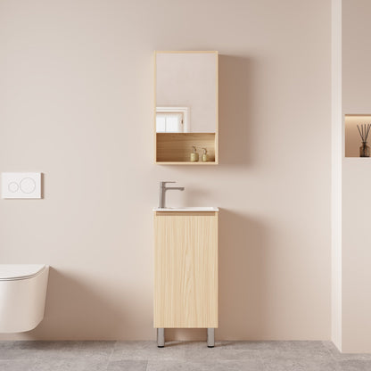 HERA 400mm Slim Freestanding Vanity with Basin- Tas Oak