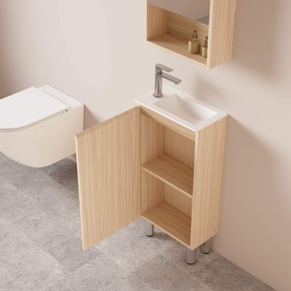 HERA 400mm Slim Freestanding Vanity with Basin- Tas Oak