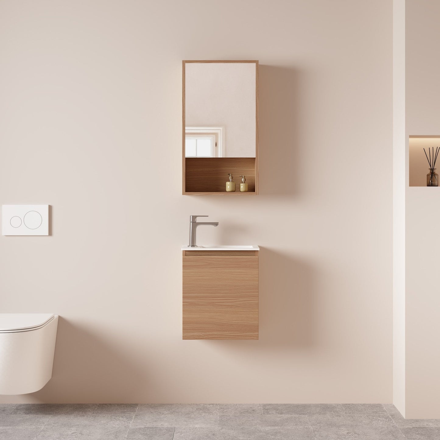 HERA 400mm Slim Wall-Hung Vanity with Basin- Elegant Oak