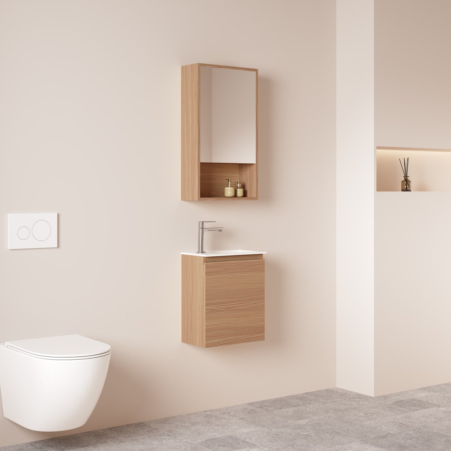 HERA 400mm Slim Wall-Hung Vanity with Basin- Elegant Oak