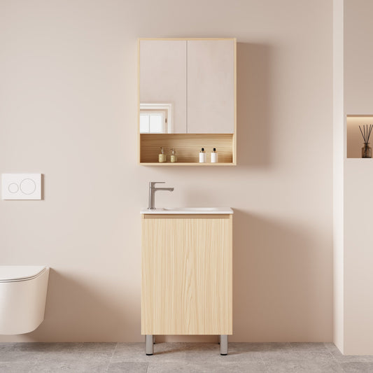 HERA 550mm Slim Freestanding Vanity with Basin- Tas Oak