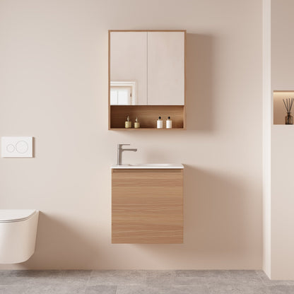 HERA 550mm Slim Wall-Hung Vanity with Basin- Elegant Oak