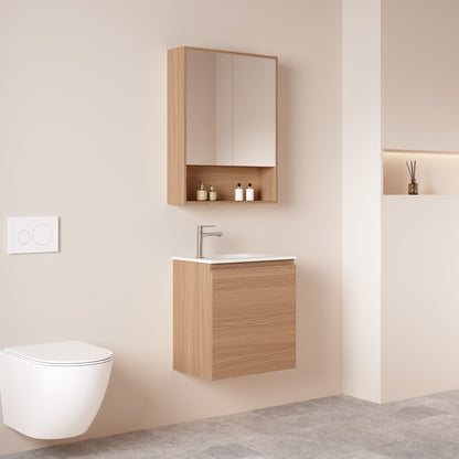 HERA 550mm Slim Wall-Hung Vanity with Basin- Elegant Oak
