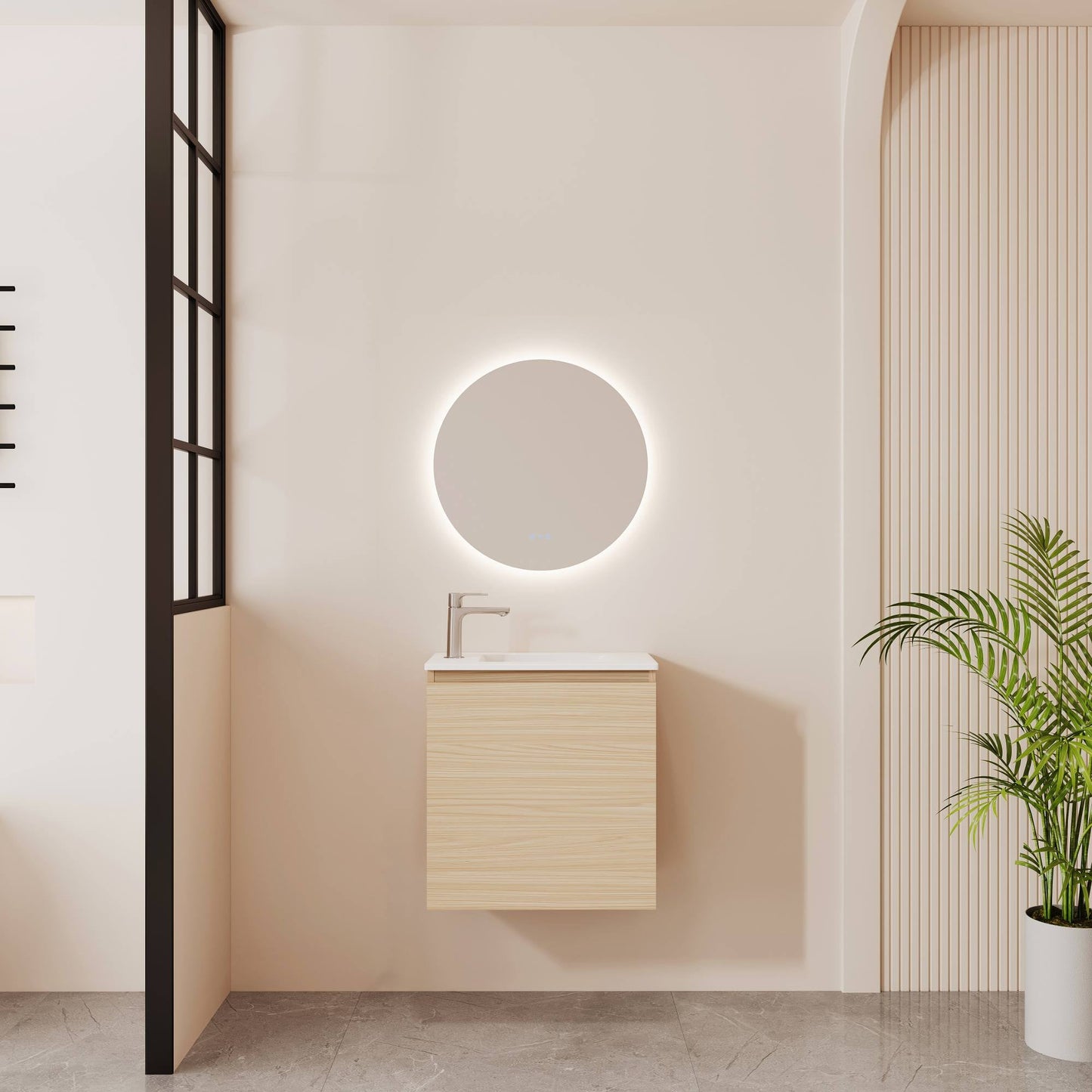 HERA 550mm Slim Wall-Hung Vanity with Basin- Tas Oak