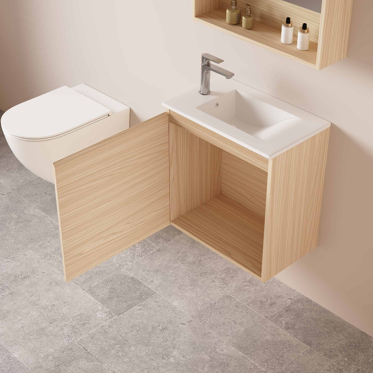 HERA 550mm Slim Wall-Hung Vanity with Basin- Tas Oak