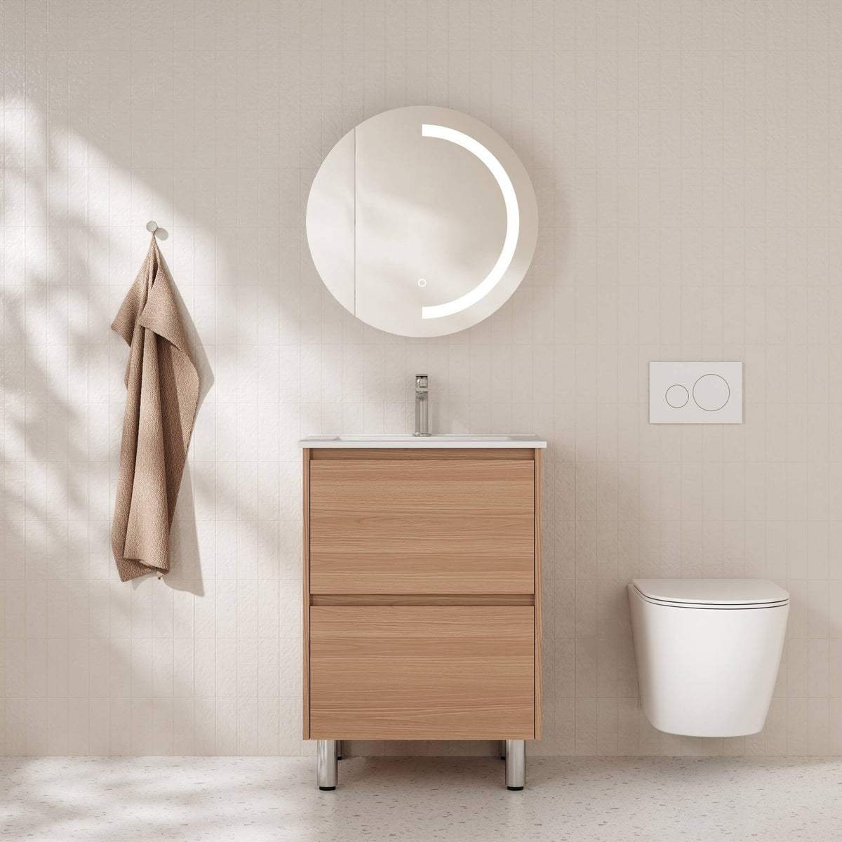 HERA 600mm Freestanding Vanity - Elegant  Oak (+ TOP 60)