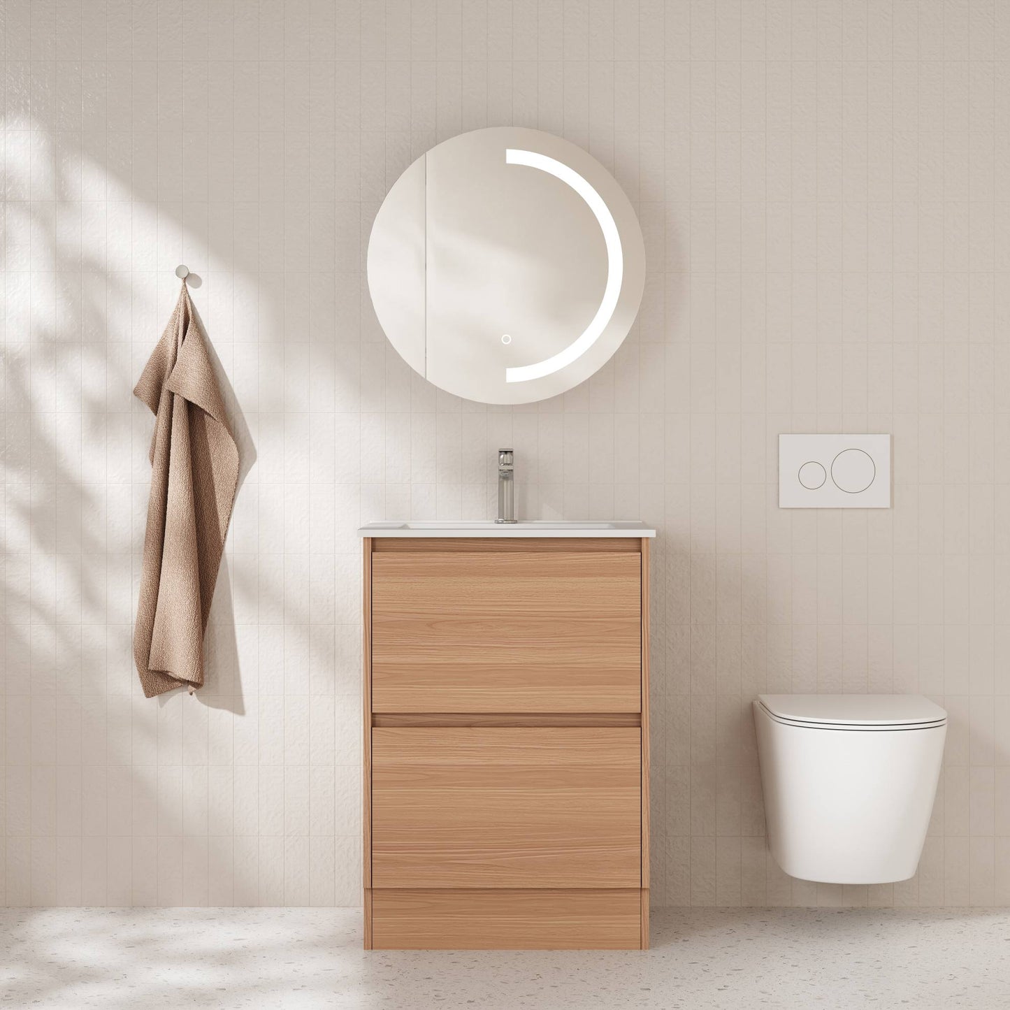 HERA 600mm Freestanding Vanity - Elegant  Oak (+ ST-60-LW + KB-60HE-EO)