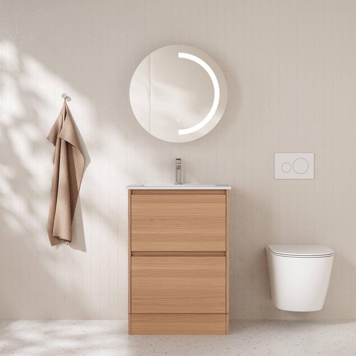 HERA 600mm Freestanding Vanity - Elegant  Oak (+ ST-60-LW)