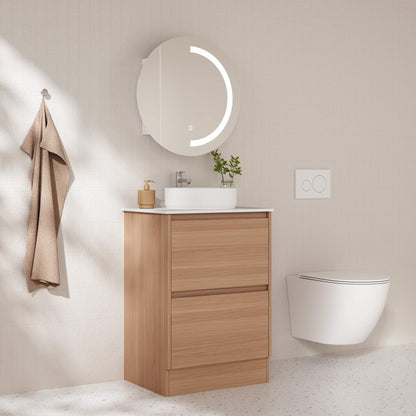 HERA 600mm Freestanding Vanity - Elegant  Oak (+ ST-60-BK + KB-60HE-EO)