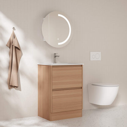 HERA 600mm Freestanding Vanity - Elegant  Oak (+ ST-60-BK)