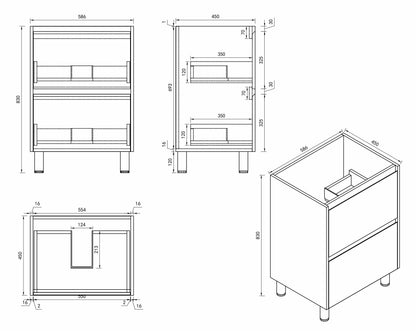 HERA 600mm Freestanding Vanity - Elegant  Oak (+ KB-60HE-EO)