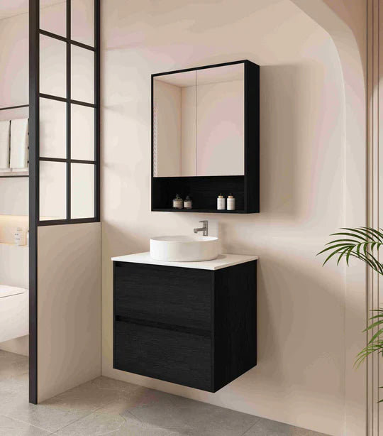 HERA 600mm Wall-Hung Vanity - Black Oak - 600mm / Black Oak Cabinet Only