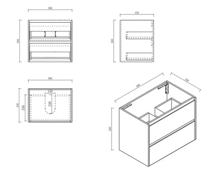 HERA 600mm Wall-Hung Vanity - Elegant Oak - 600mm / Elegant Oak Cabinet + Ceramic Top