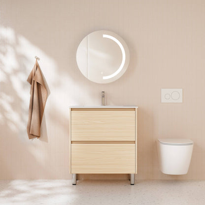HERA 750mm Slim Freestanding Vanity with Basin- Tas Oak