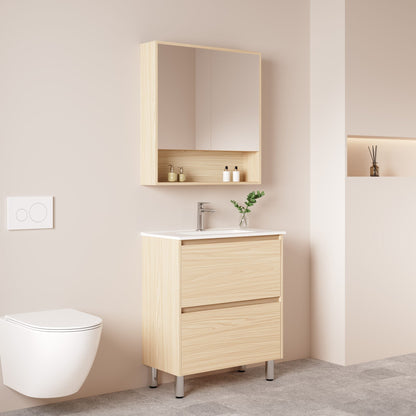 HERA 750mm Slim Freestanding Vanity with Basin- Tas Oak