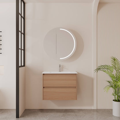 HERA 750mm Slim Wall-Hung Vanity with Basin- Elegant Oak